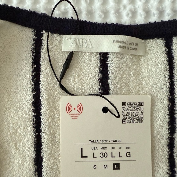 ZARA NAVY BLUE AND CREAM STRIPED TANK DRESS SIZE L - Picture 7 of 10